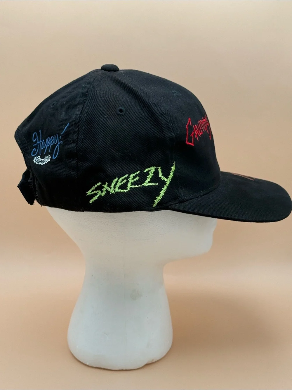 Disney Parks Seven Dwarfs Grumpy Embroidered Adjustable Black Baseball Cap